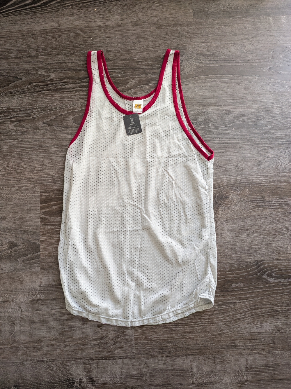Russell Athletic White Mesh Tank with Maroon Trim
